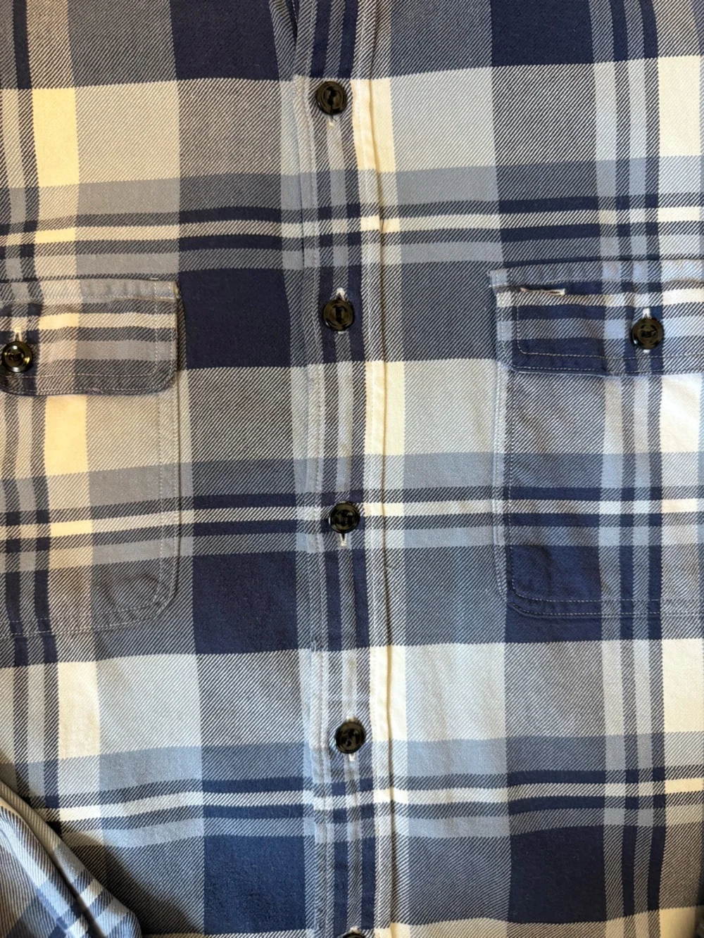 J. Crew Blue and White Plaid Flannel Button-Down Shirt - Men's